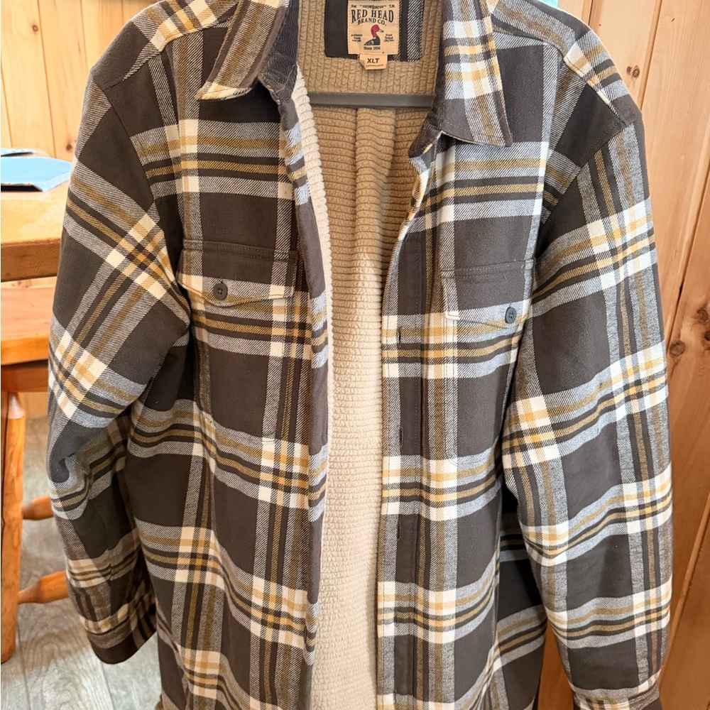 RedHead Men's Plaid Shirt Jacket - Gray and Yellow